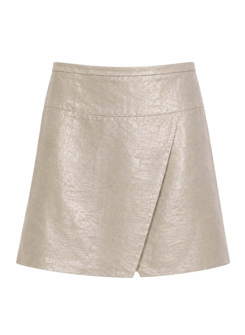 J.Crew Gold Metallic Slit Mini Skirt (100% linen)